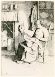 Misericordia en su trabajo de El progreso del peregrino de este mundo al venidero por John Bunyan, ilustración de William Strang